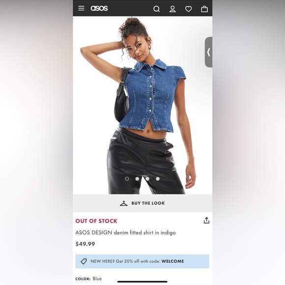 ASOS Blue Denim Button Down Shirt - Picture 2 of 2